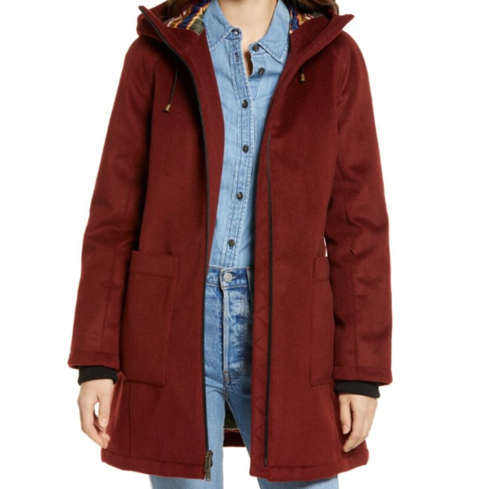 Pendleton Women's Beverly Anorak Wool Blend Hooded Coat in Fired Brick XS- NWT